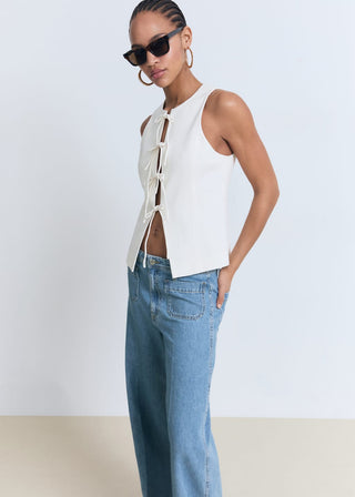 Jeans Wide Leg Talle Alto con Bolsillos