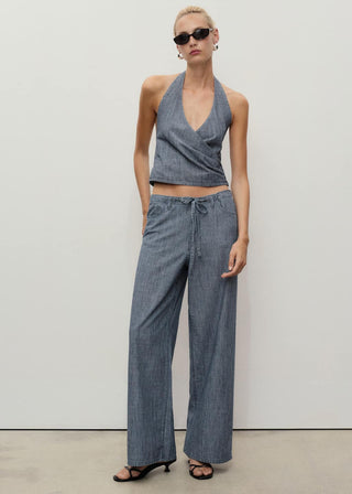 Blusa Denim Cruzada de Rayas.