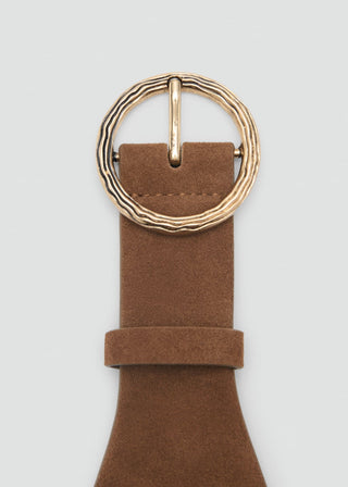 Cinturón de Piel con Hebilla Redonda