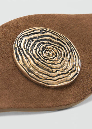 Cinturón de Piel con Hebilla Redonda