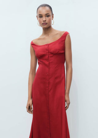 Vestido Cuello Barco con Botones