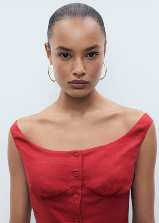 Vestido Cuello Barco con Botones