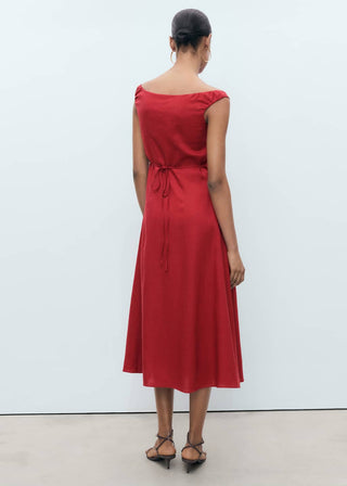 Vestido Cuello Barco con Botones