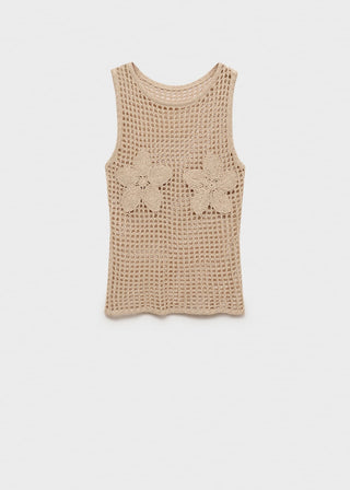 Camiseta de Crochet Bordado Floral