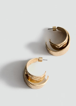 Aretes de Aro Doble con Textura.