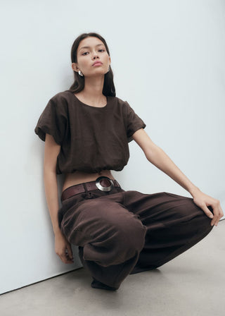 Blusa Manga Corta Estilo Globo