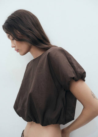 Blusa Manga Corta Estilo Globo