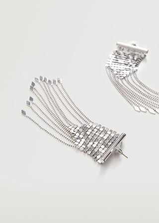 Aretes Largos con Flecos de Cadenas