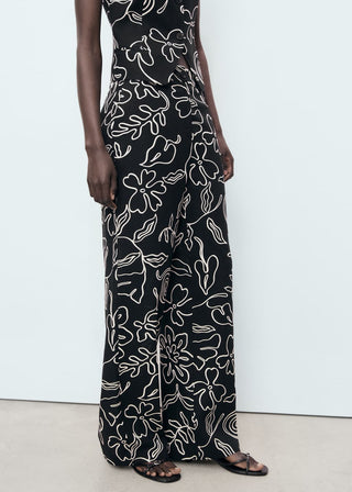 Pantalón Talle Medio con Estampado Floral