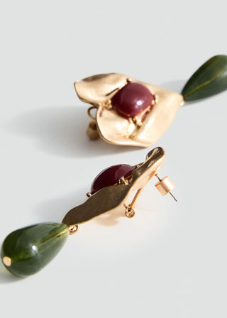 Aretes Largos de Resina Diseño Corazón