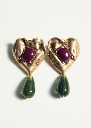 Aretes Largos de Resina Diseño Corazón