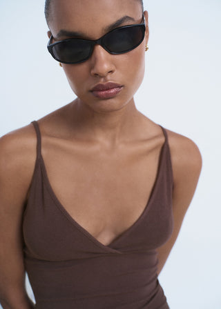 Blusa con Escote Pico de Algodón.