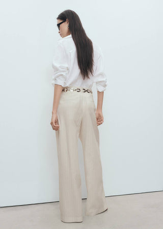 Pantalón Wide Leg Estampado de Rayas.