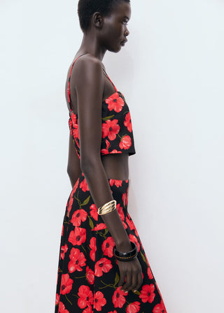 Blusa Crop con Estampado Floral.