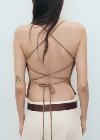 Blusa Drapeada con Espalda Cruzada.