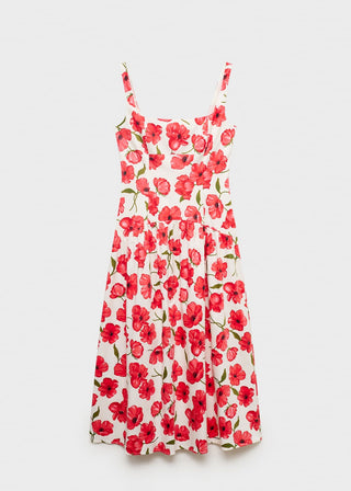 Vestido Cuello Cuadrado con Estampado Floral.