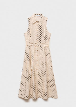 Vestido Camisero con Estampado de Puntos.