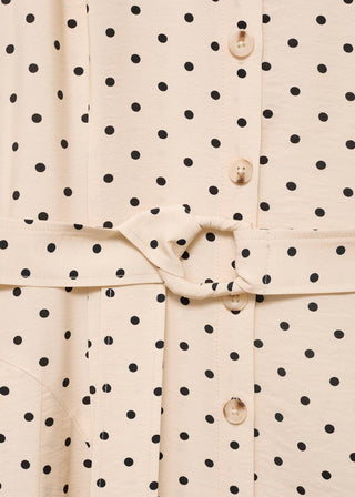 Vestido Camisero con Estampado de Puntos.