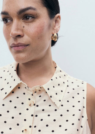 Vestido Camisero con Estampado de Puntos.