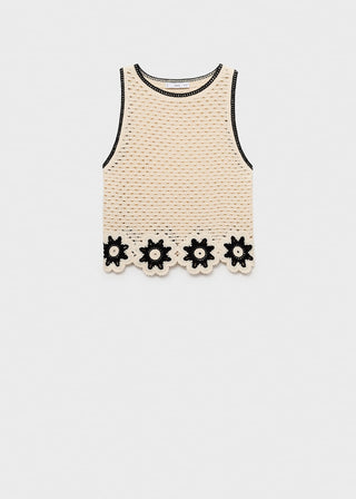 Blusa de Crochet con Detalle Floral