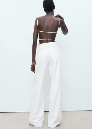 Jeans Wide Leg Talle Bajo con Bolsillos.
