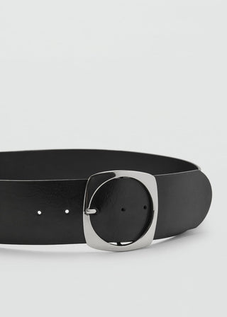 Cinturón con Hebilla Ovalada de Piel