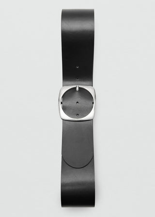 Cinturón con Hebilla Ovalada de Piel