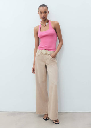 Blusa Cuello Halter con Detalle de Lazo