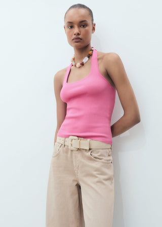 Blusa Cuello Halter con Detalle de Lazo