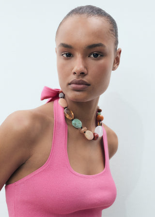 Blusa Cuello Halter con Detalle de Lazo