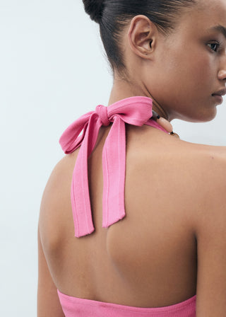 Blusa Cuello Halter con Detalle de Lazo