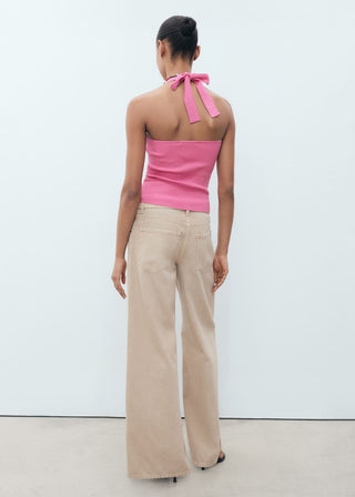 Blusa Cuello Halter con Detalle de Lazo