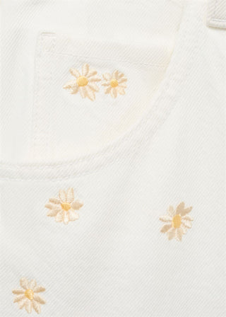 Jeans Wide Leg con Bordado Floral