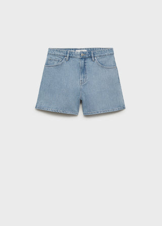 Shorts Denim Rectos Tiro Alto
