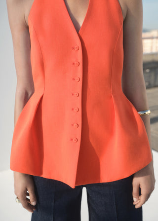 Chaleco Peplum con Cuello Halter