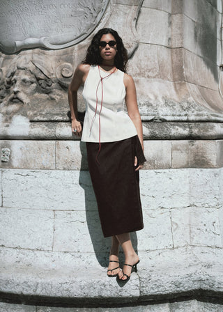 Blusa Cuello Halter con Tirantes Anchos