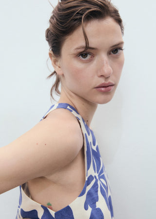 Blusa sin Mangas con Estampado Floral