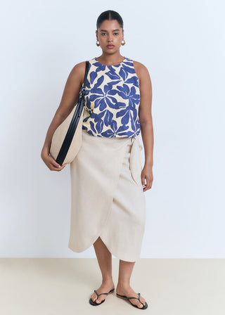 Blusa sin Mangas con Estampado Floral