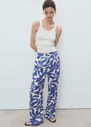 Pantalón Talle Medio con Estampado Floral