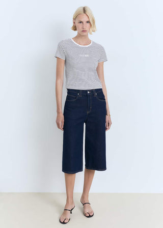 Camiseta Manga Corta con Estampado de Rayas