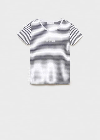 Camiseta Manga Corta con Estampado de Rayas