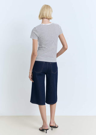 Camiseta Manga Corta con Estampado de Rayas