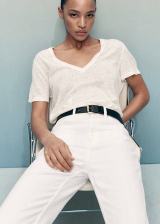 Jeans Rectos Talle Alto con Bolsillos