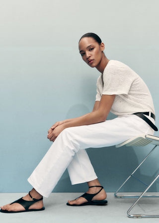 Jeans Rectos Talle Alto con Bolsillos