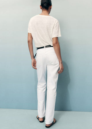 Jeans Rectos Talle Alto con Bolsillos