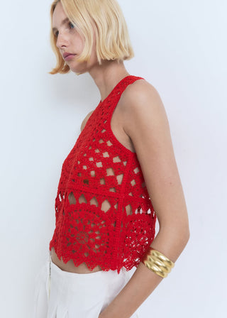 Blusa Cuello Halter de Crochet