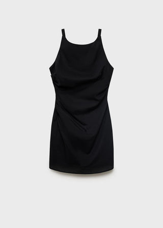 Vestido sin Mangas Drapeado de Lino