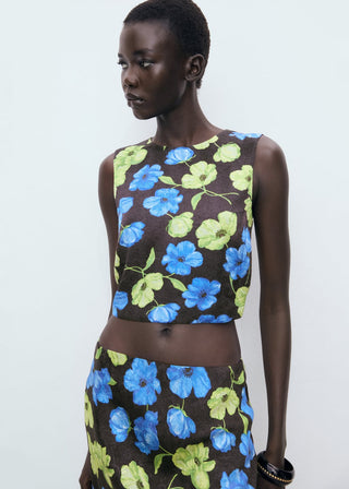 Blusa con Espalda Descubierta Estampado