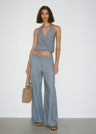 Jeans Wide Leg con Cinturón.