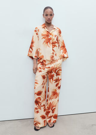 Camisa Manga Larga con Estampado de Palmera